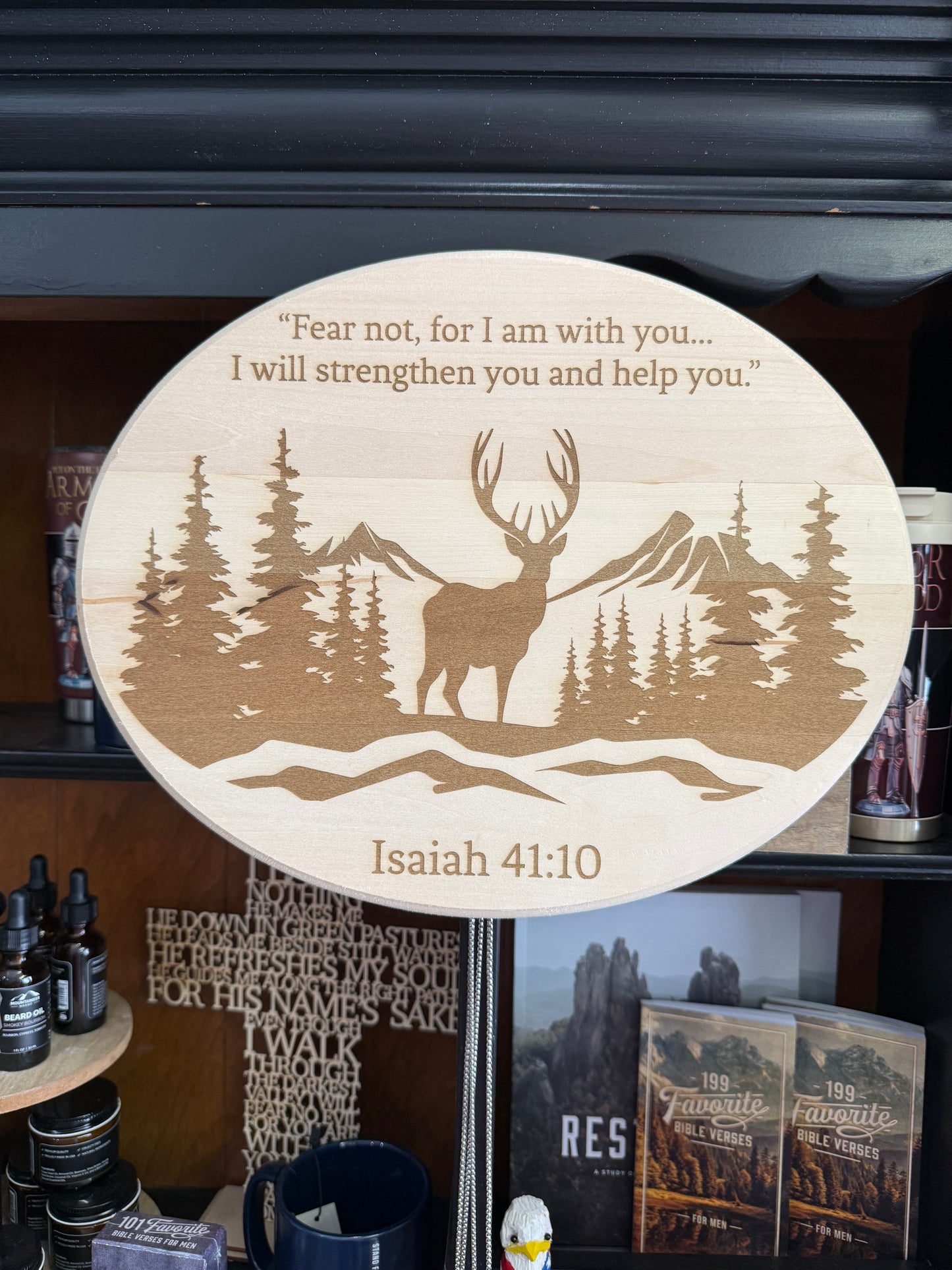 Custom Engraved Isaiah 41:10 Oval Wood Sign