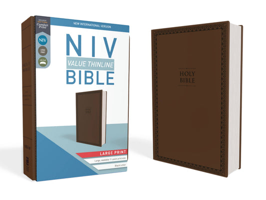 NIV Value Thinline Bible, Large Print, Leathersoft, Brown