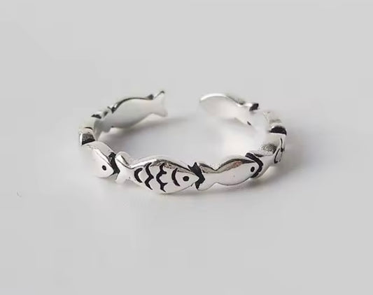 Sterling Silver Adjustable Fish Ring