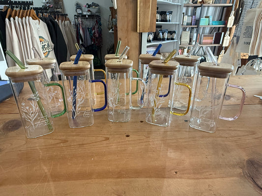 Cute and Simple 13.5 oz Verse Inscribed Bamboo Lid Glasses