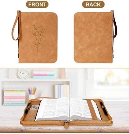 Elegant Vegan Leather Floral Print Bible Case