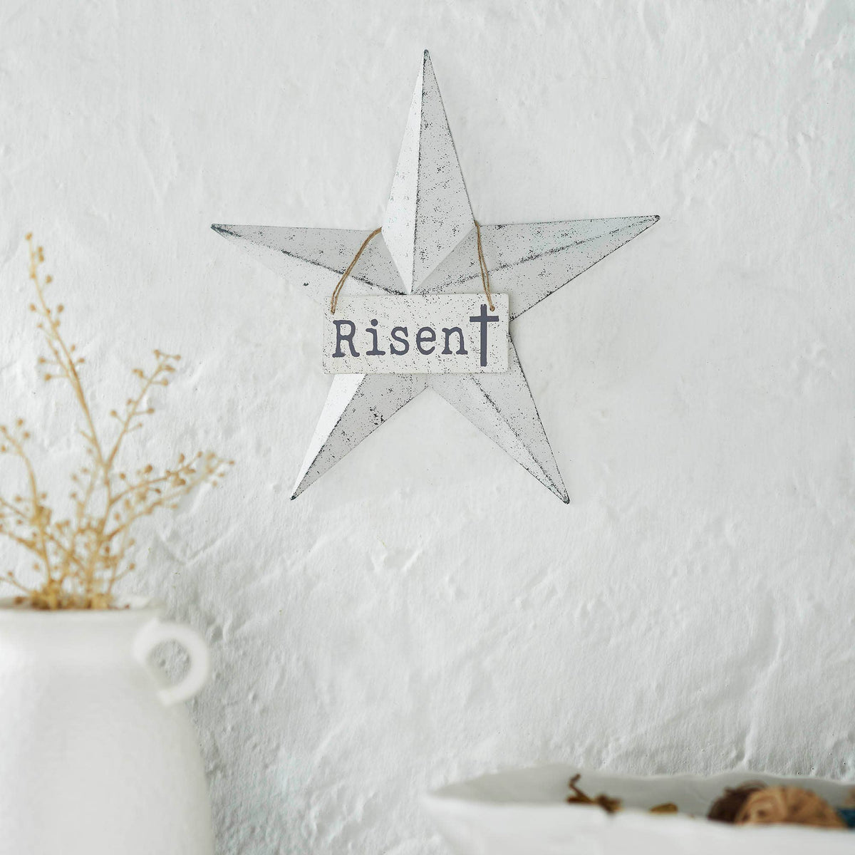 Metal Star w/ Risen Tag 12x12
