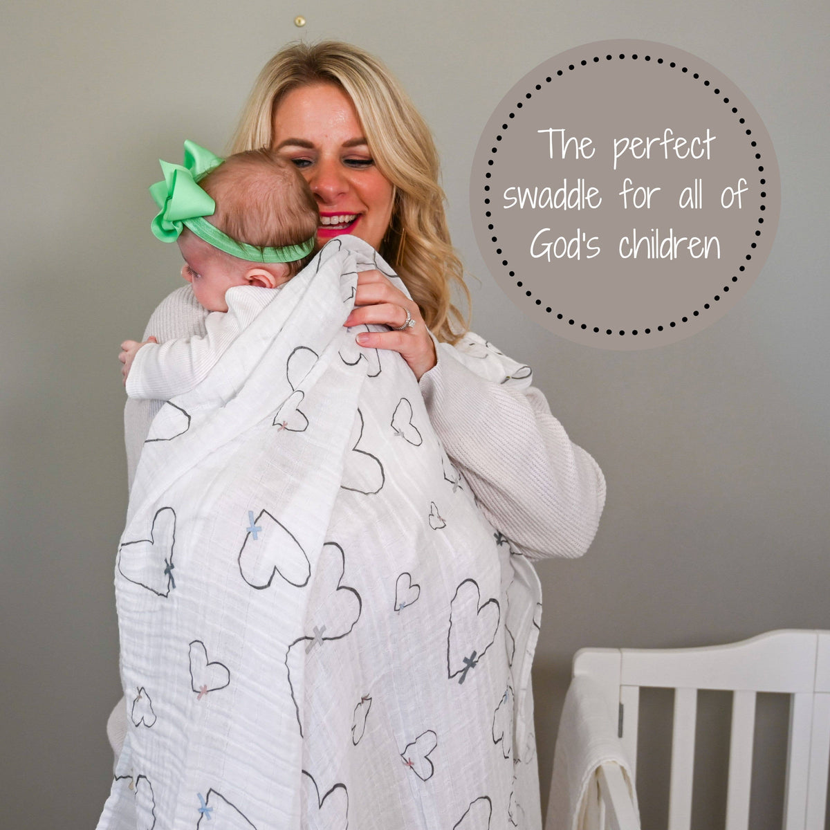 Baby "The Love of Christ" Muslin Swaddle Blanket 47x47
