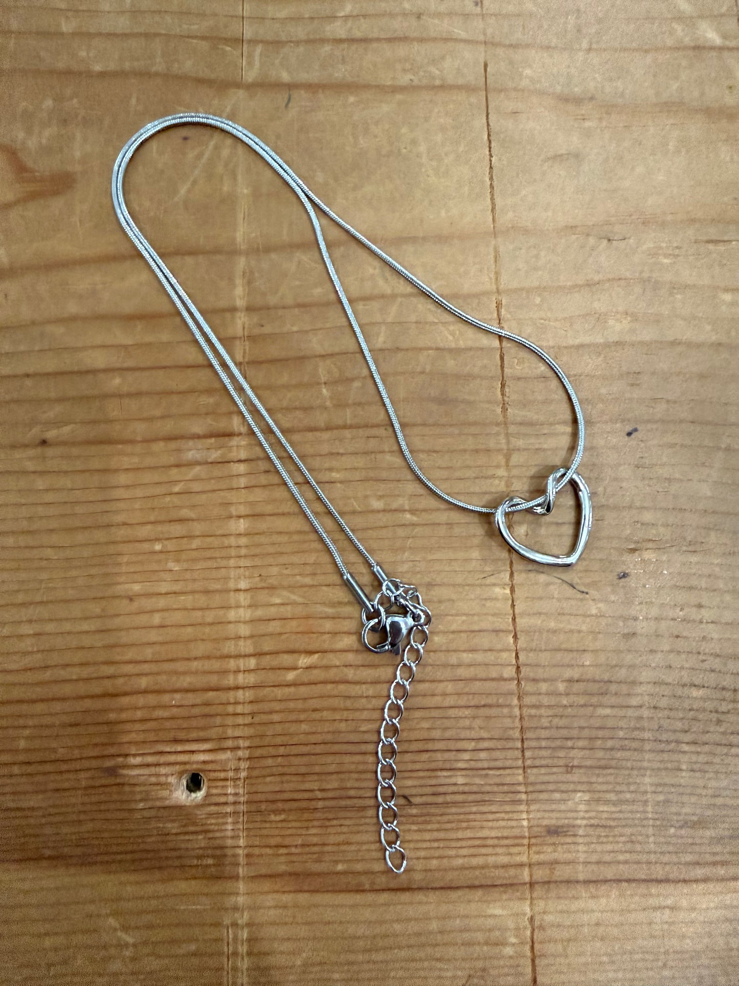 Stainless Steel Open Heart Pendant Necklace
