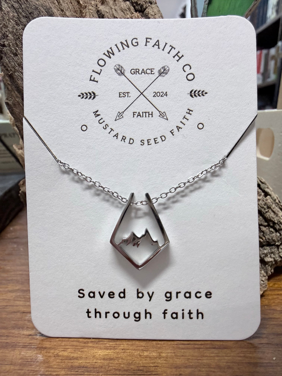 Mountain of His Strength Stainless Steel Necklace