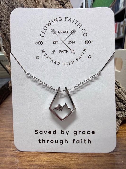 Mountain of His Strength Stainless Steel Necklace