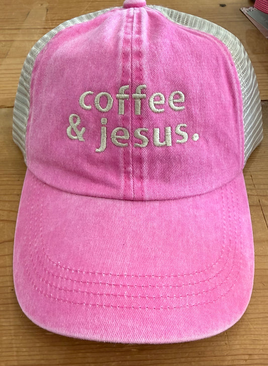 Quilted Stitch Custom Embroidered “Coffee & Jesus” Hat