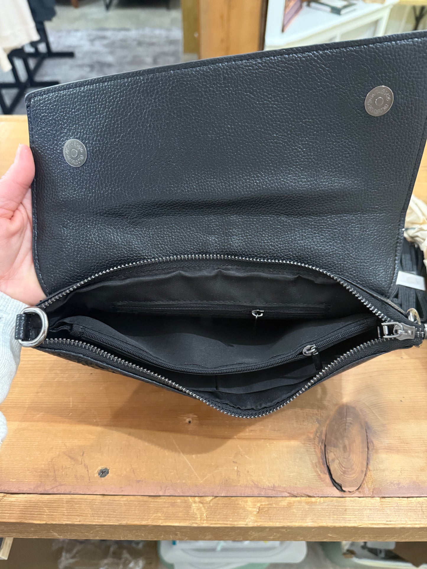 Black Vegan Leather Snakeskin Style Clutch Purse