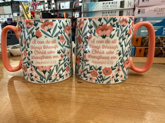 Beautiful Floral Philippians 4:13 Coffee Mug