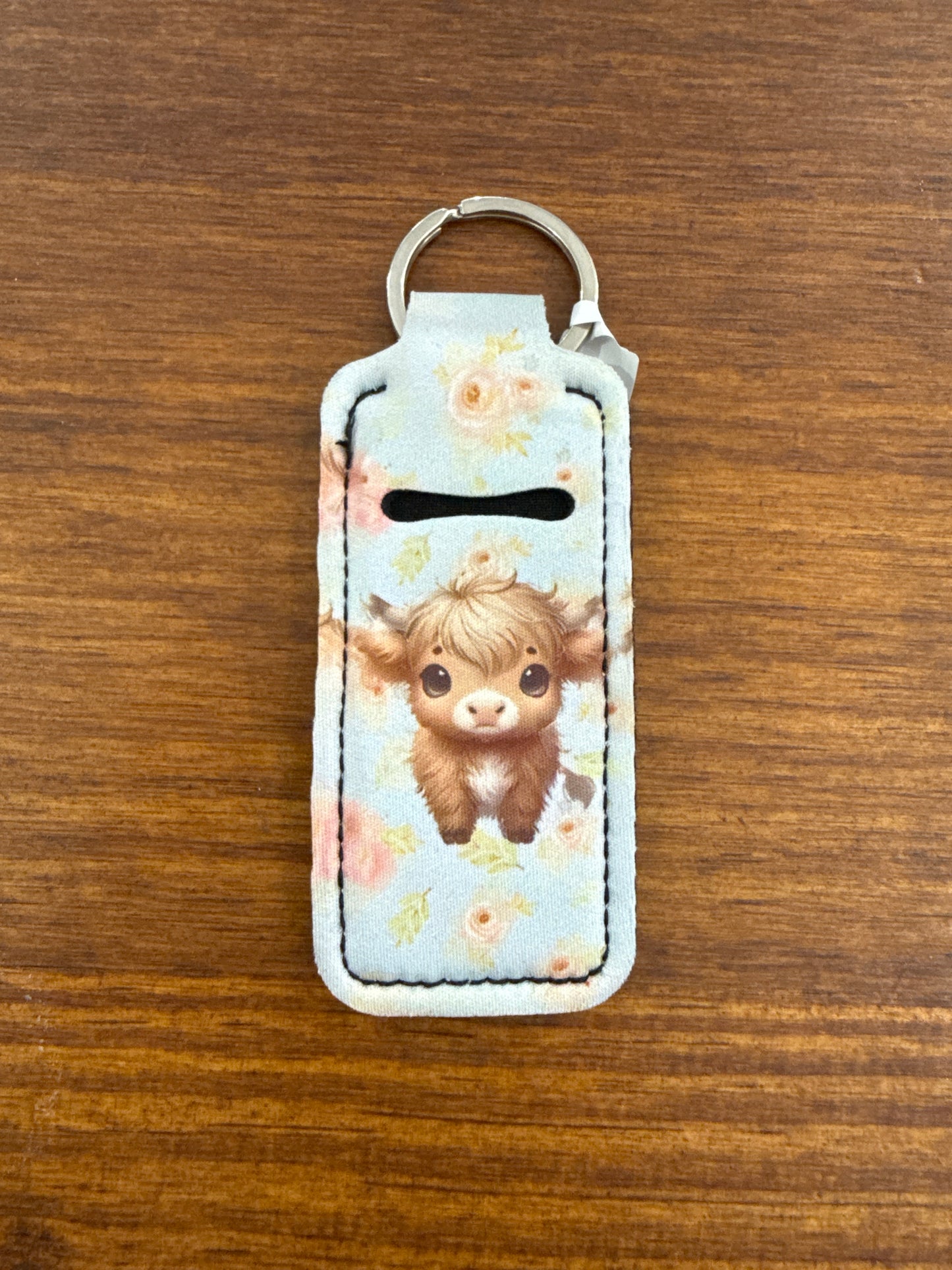 Adorable Highland Cow Chapstick Keychain Holder