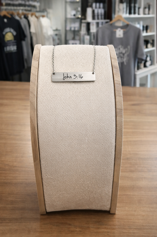 Stainless Steel “John 3:16” Bar Necklace