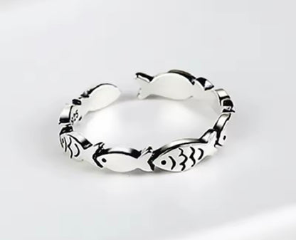 Sterling Silver Adjustable Fish Ring