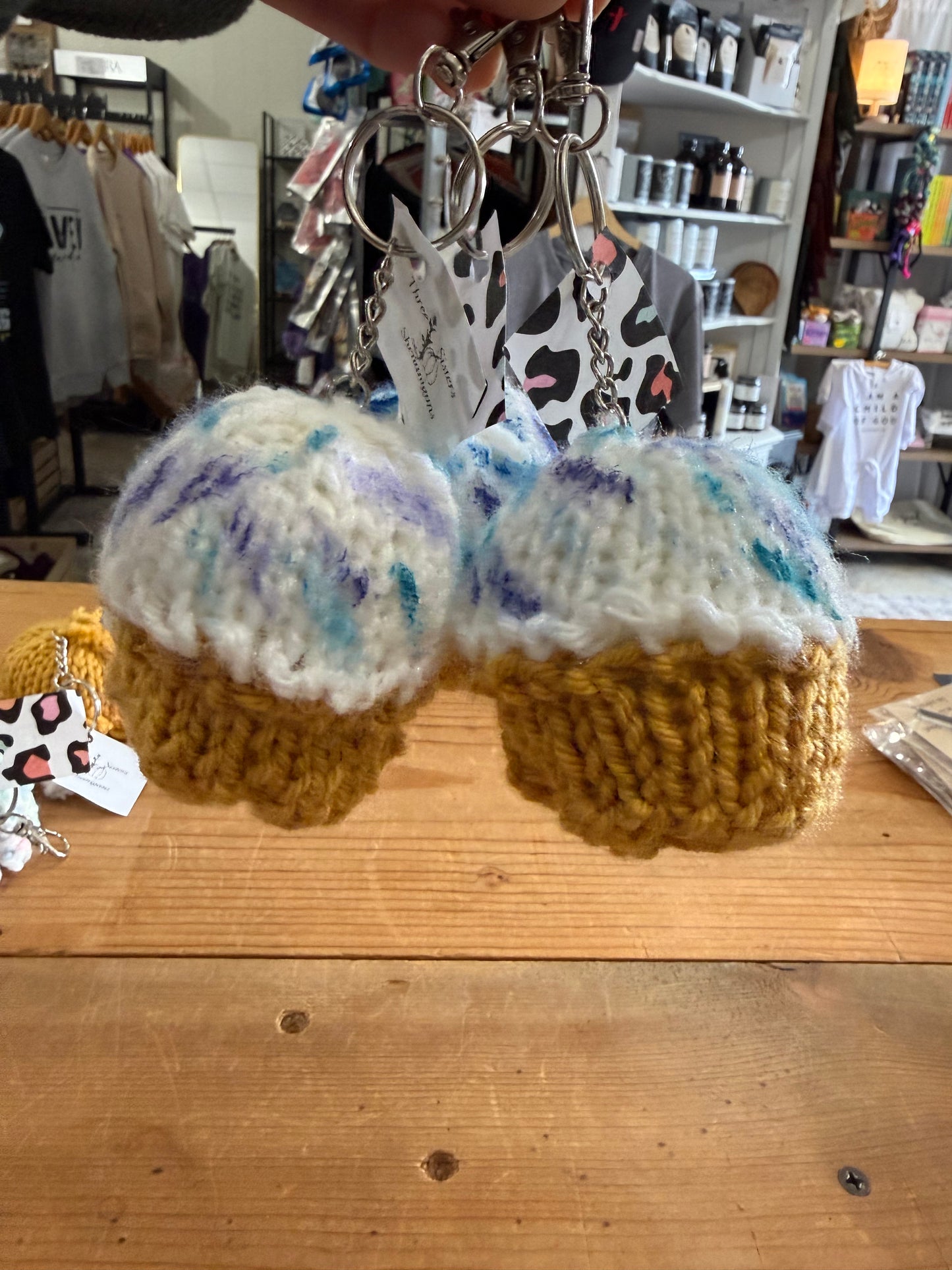 Three Sisters Handmade Cupcake Crocheted Keychains