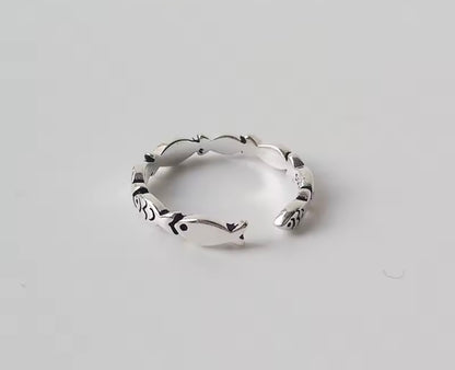 Sterling Silver Adjustable Fish Ring