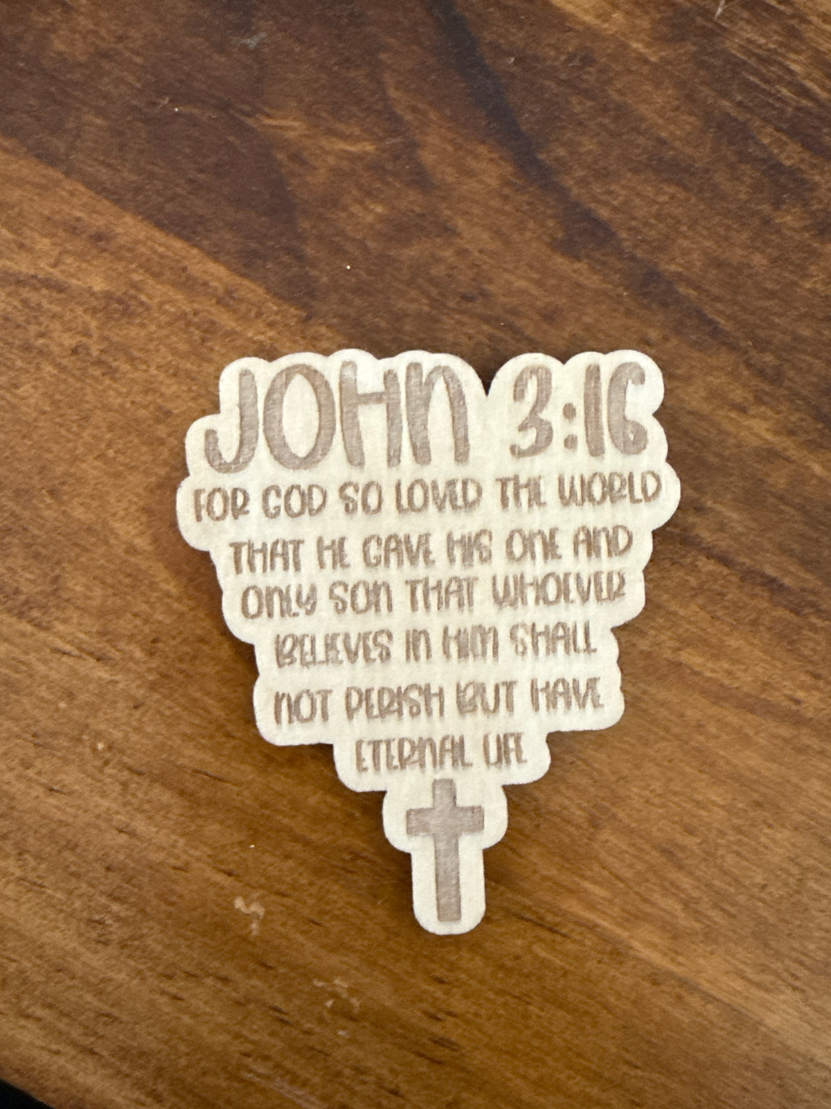 John 3:16 Wood Magnet