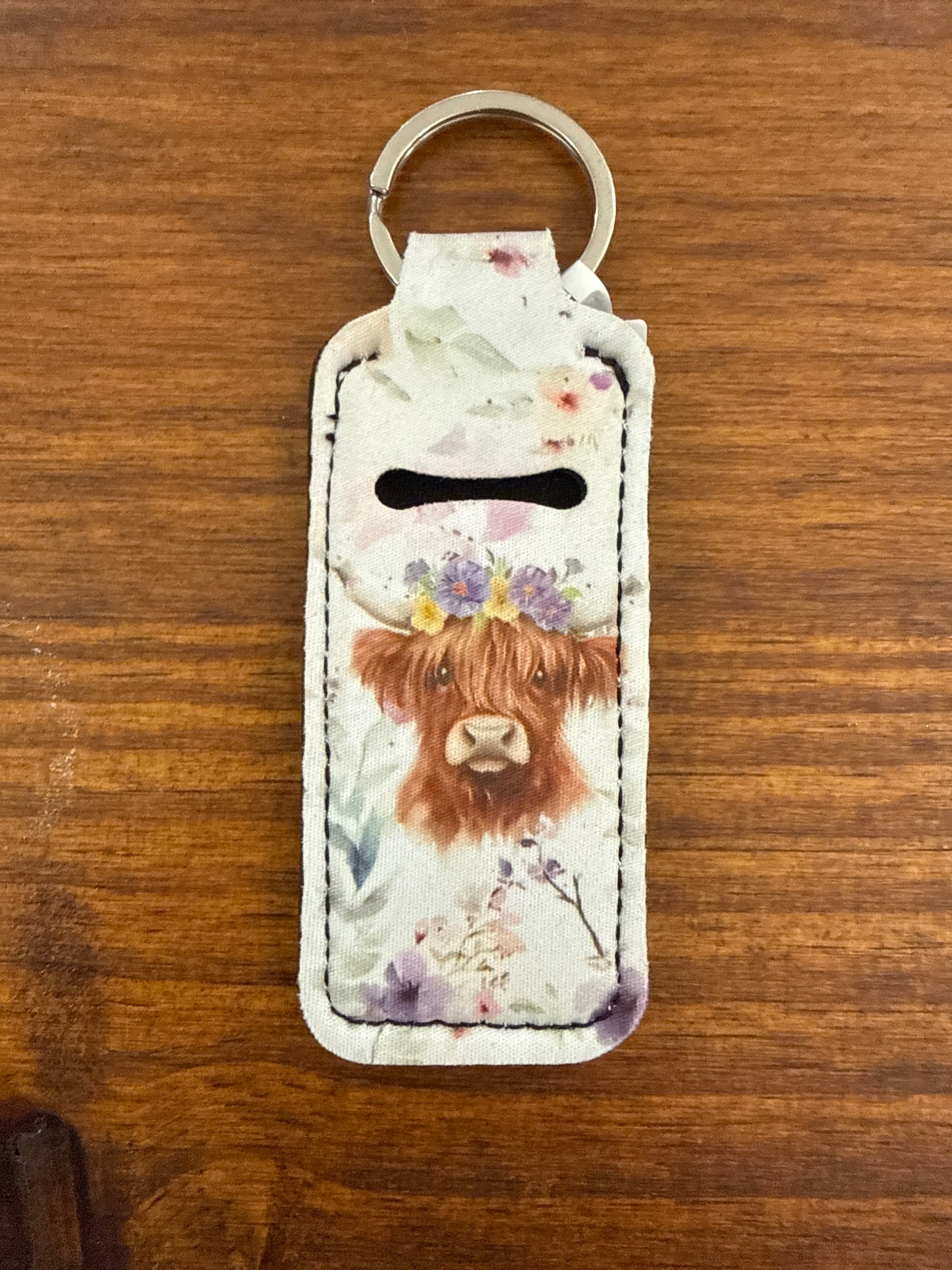 Adorable Highland Cow Chapstick Keychain Holder