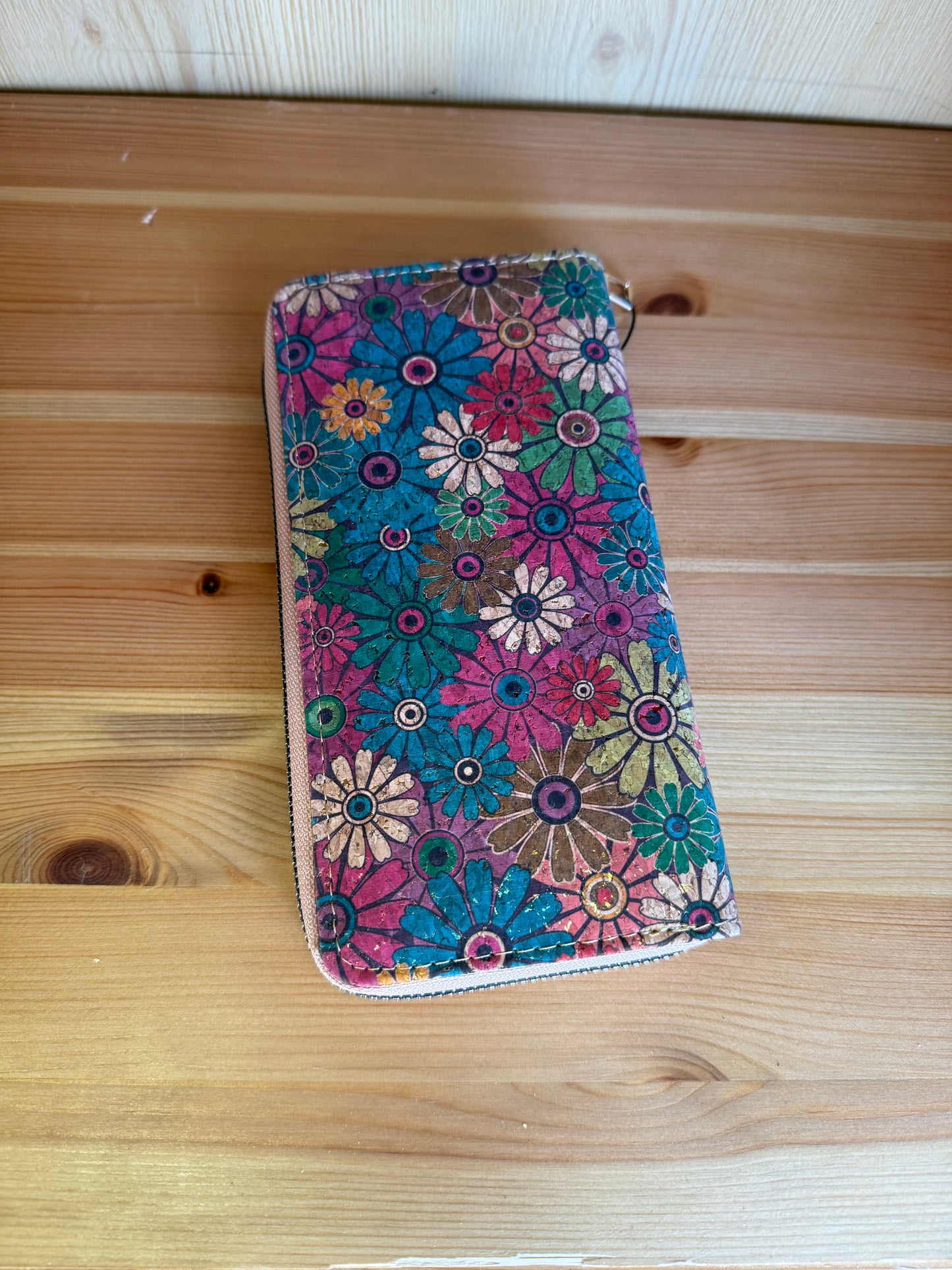 Floral Cork Long Wallet