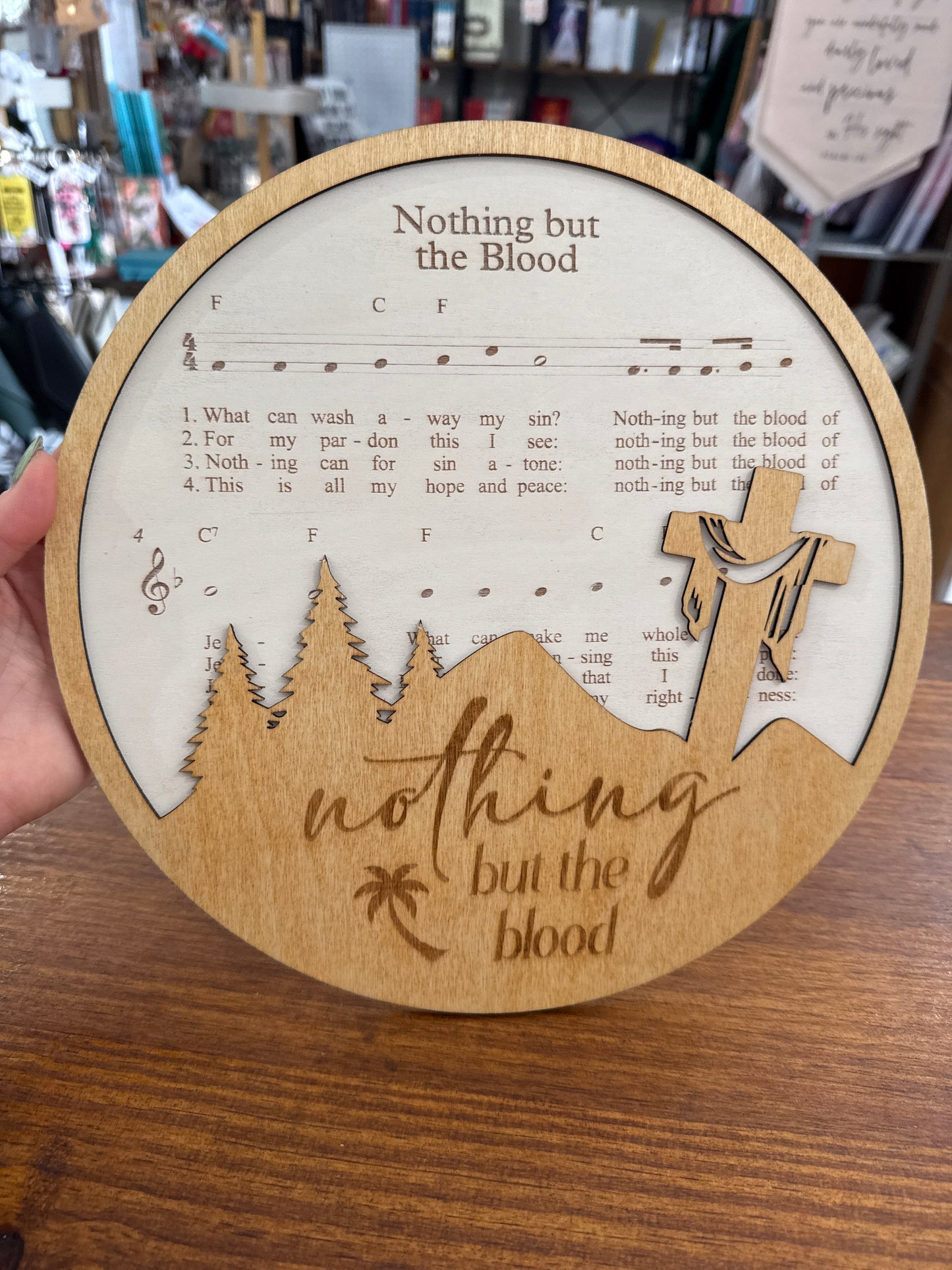 Custom Made “Nothing but the Blood” Wood Wall Decor