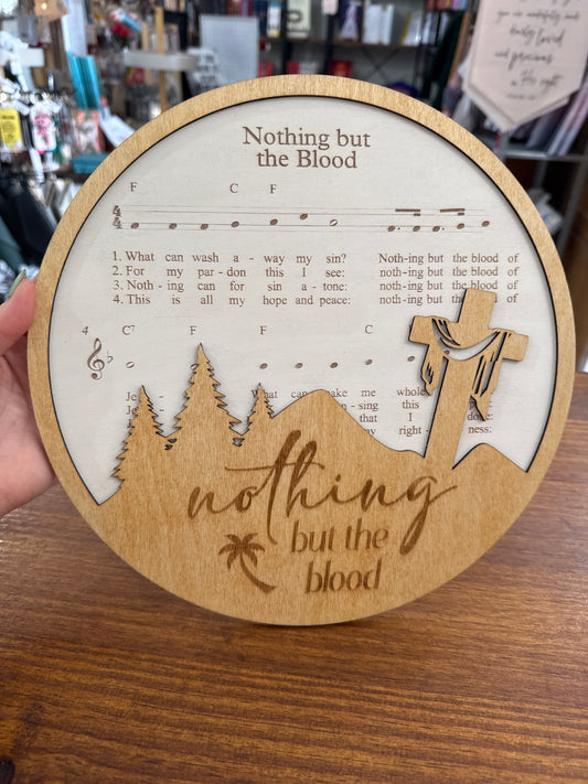 Custom Made “Nothing but the Blood” Wood Wall Decor