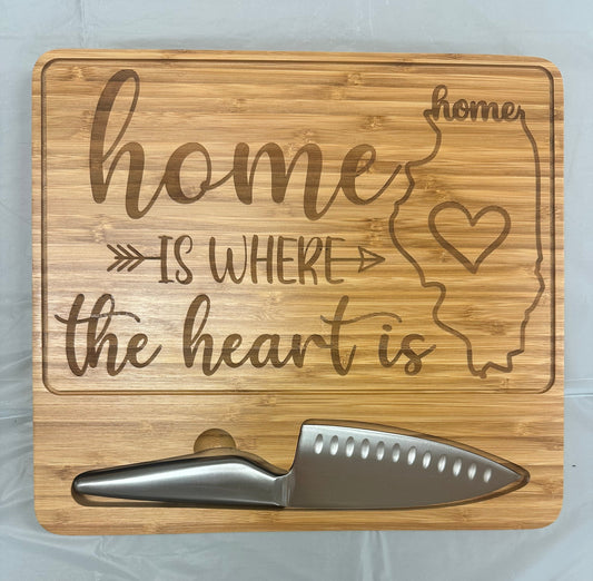 Custom State Bamboo Travel Cutting Board with Knife