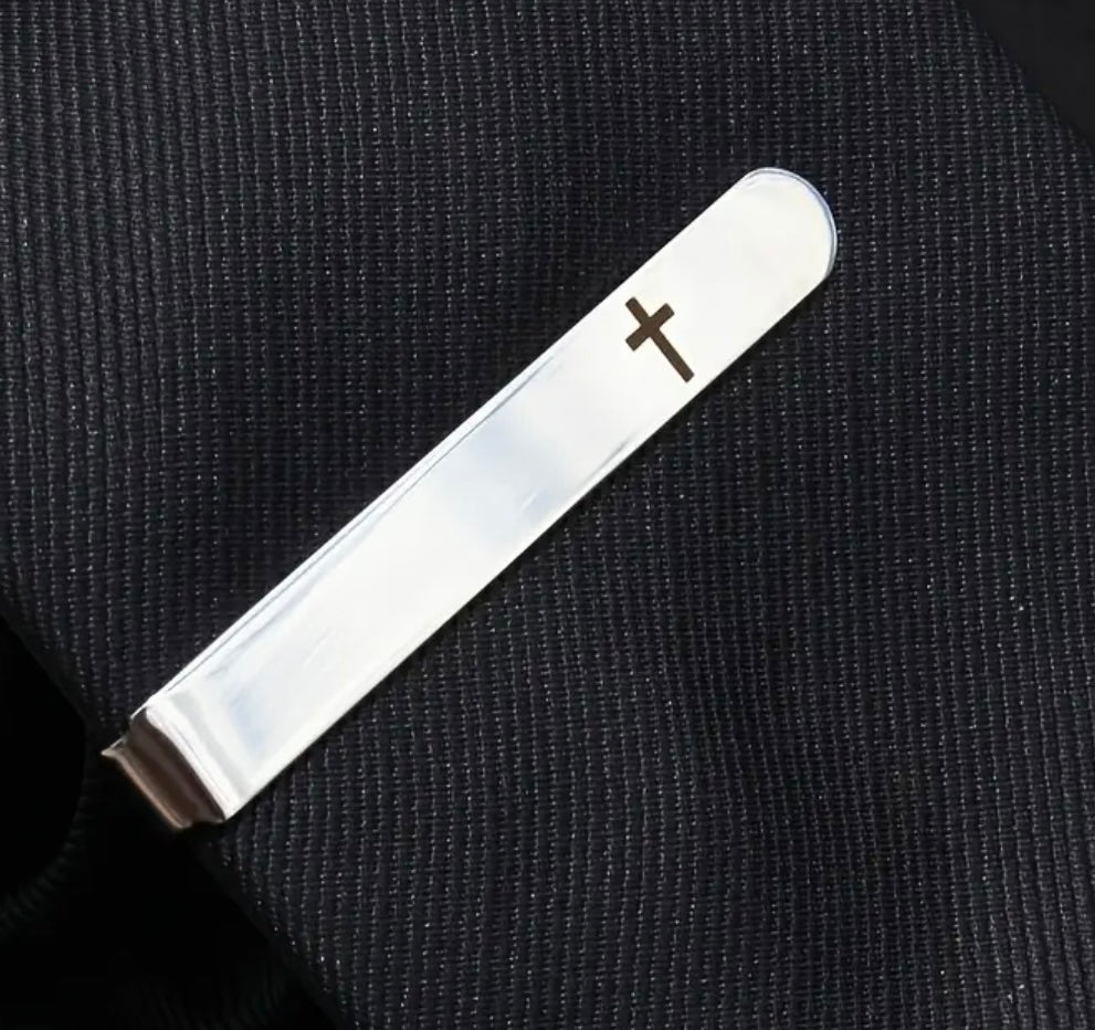 Men’s Stainless Steel Cross Tie Clip