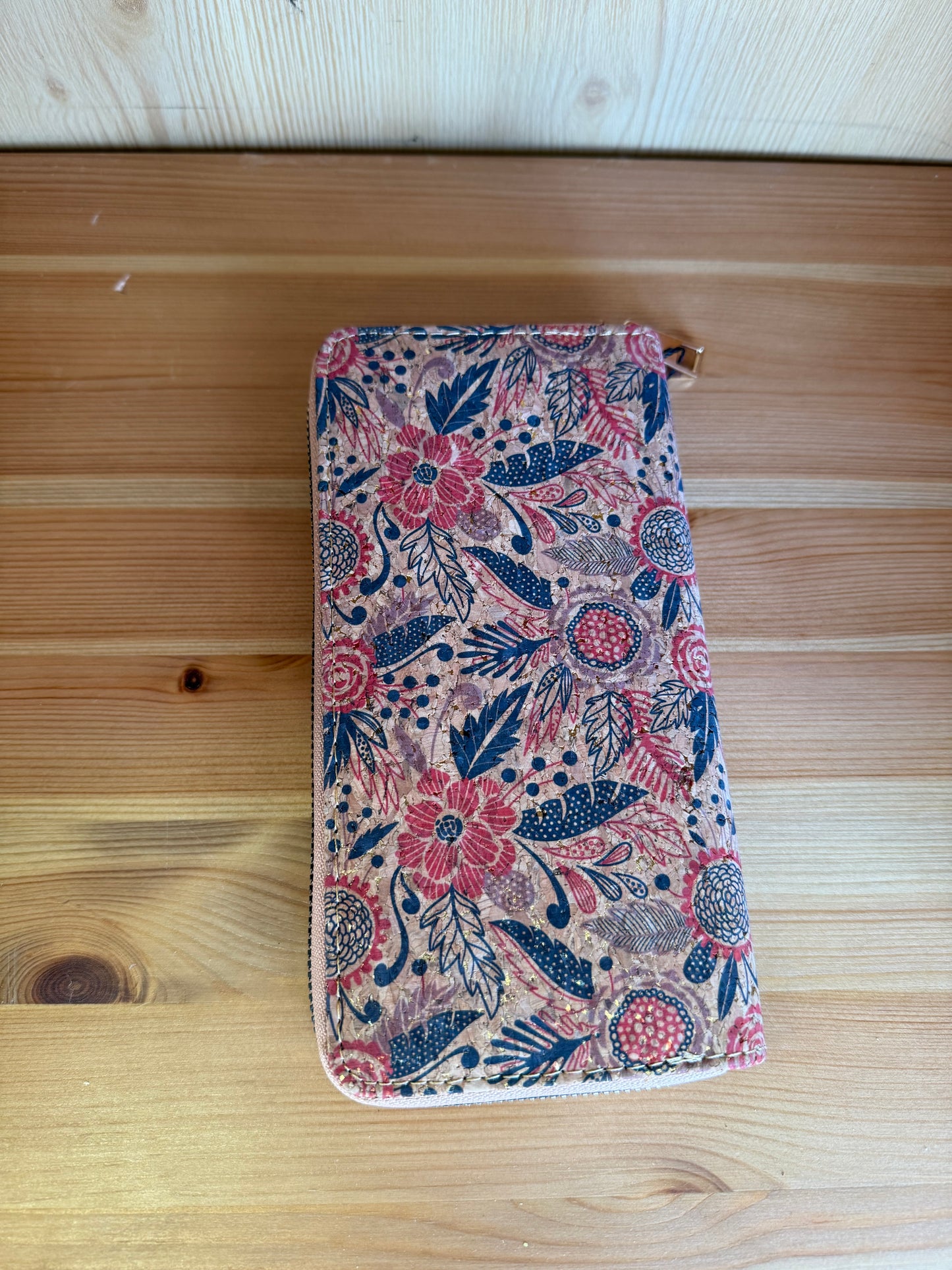 Floral Cork Long Wallet