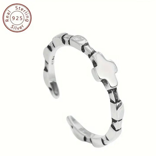 Vintage Sterling Silver Adjustable Cross Ring