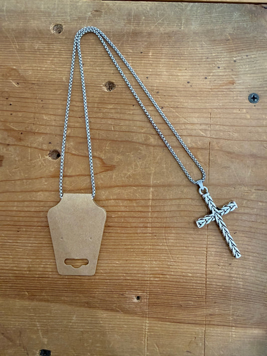 Men’s Braided Cross Stainless Steel Necklace