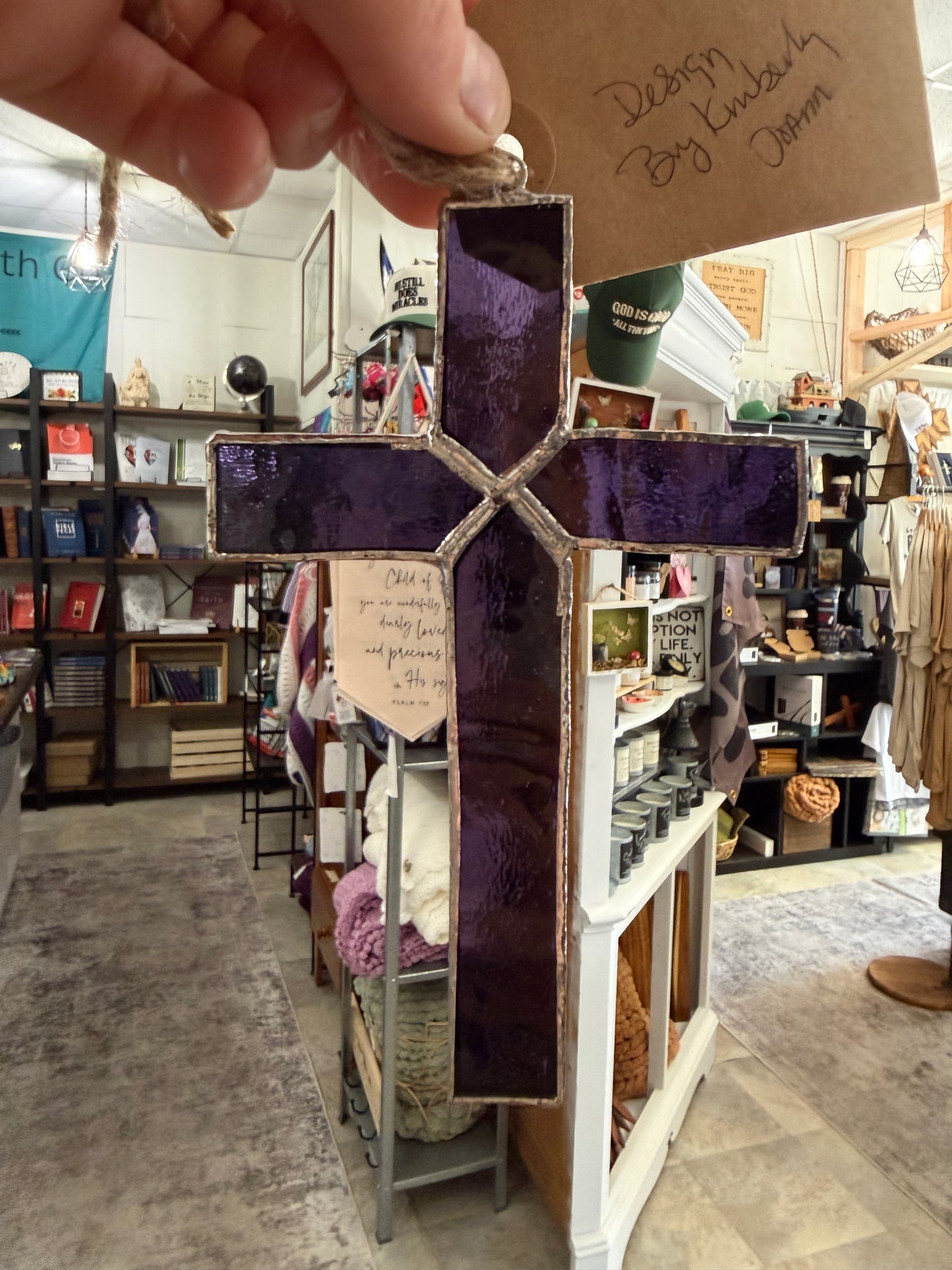 Kimberly Joann Custom Made Small Stain Glass Cross Decor