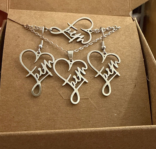 Faith Heart Stainless Steel Jewelry Set