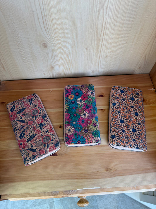 Floral Cork Long Wallet