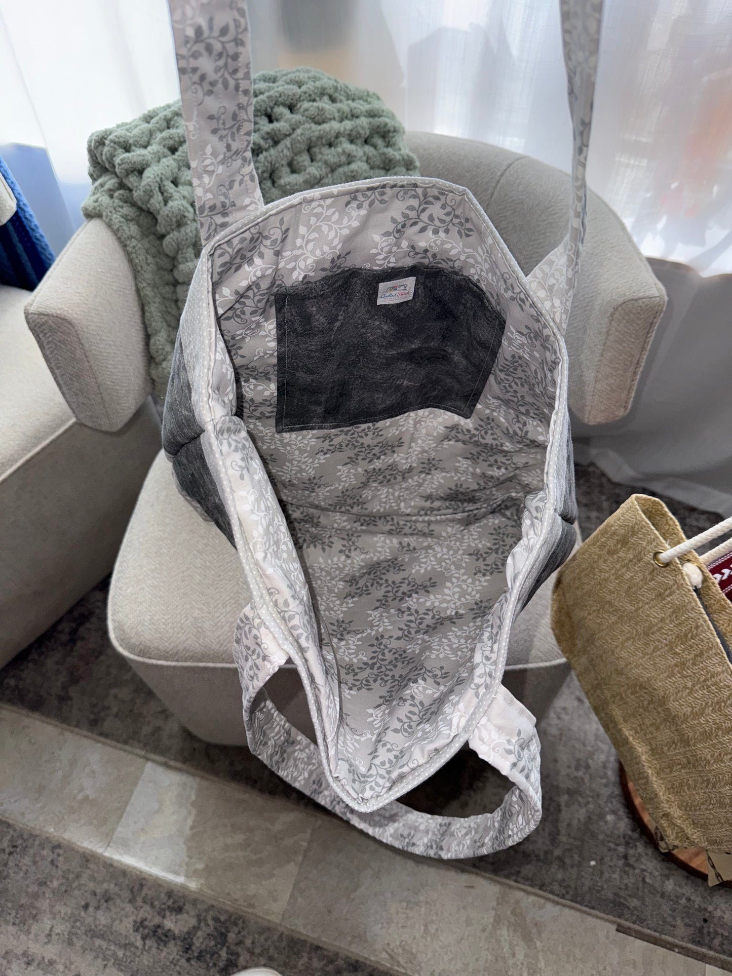 Quilted Stitch Handmade Custom Embroidered "Grace Upon Grace" Weekend Bag
