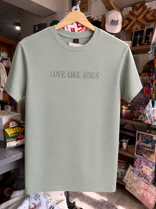 Quilted Stitch Creations Embroidered “Love Like Jesus” Tee