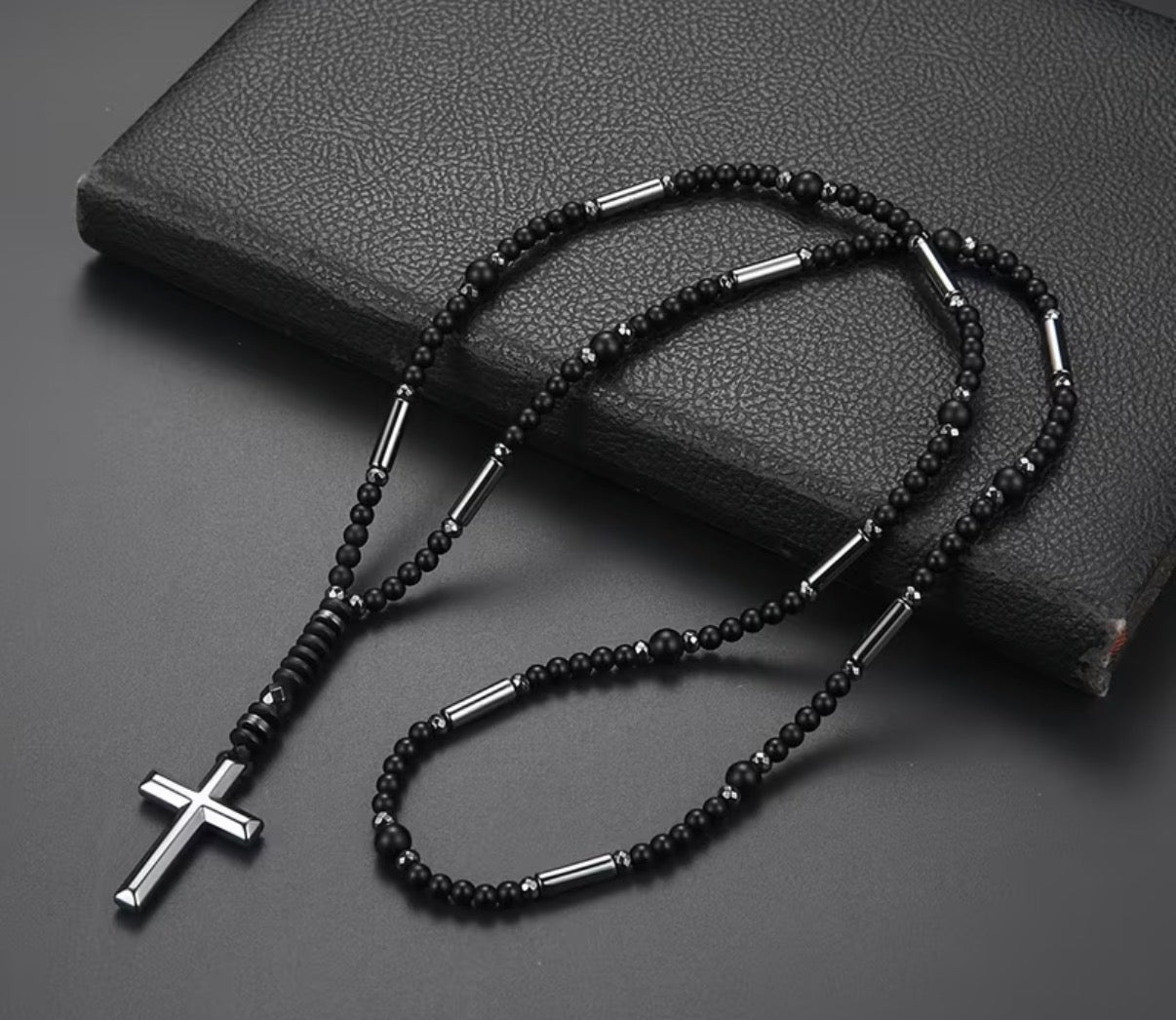 Refined Men’s Beaded Cross Necklace