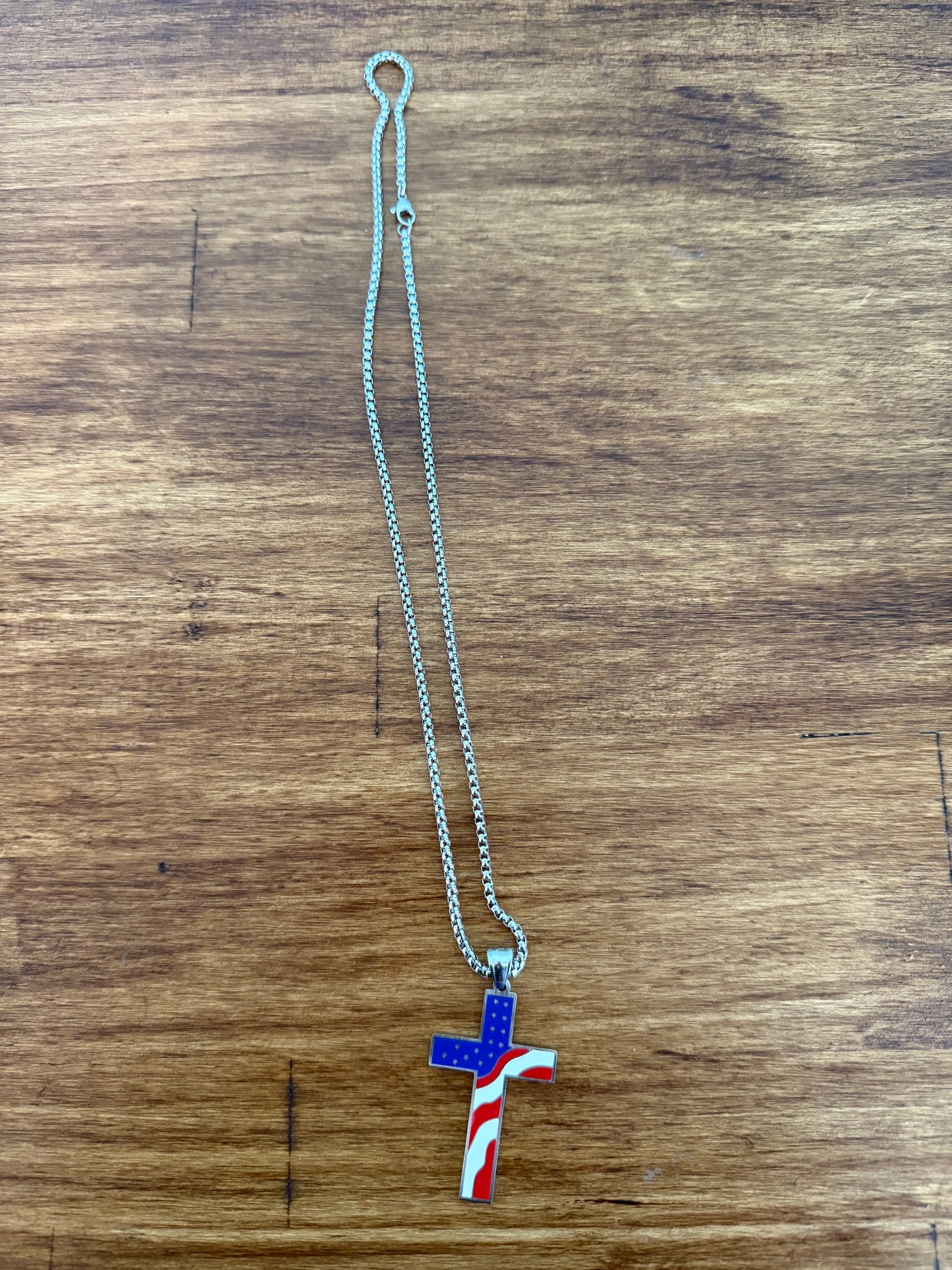 Men’s Stainless Steel American Flag Cross Necklace
