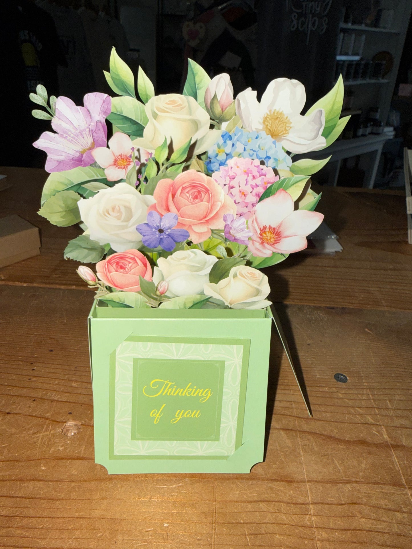 3D Pop-Up Flower Bouquet “Thinking of you” Card
