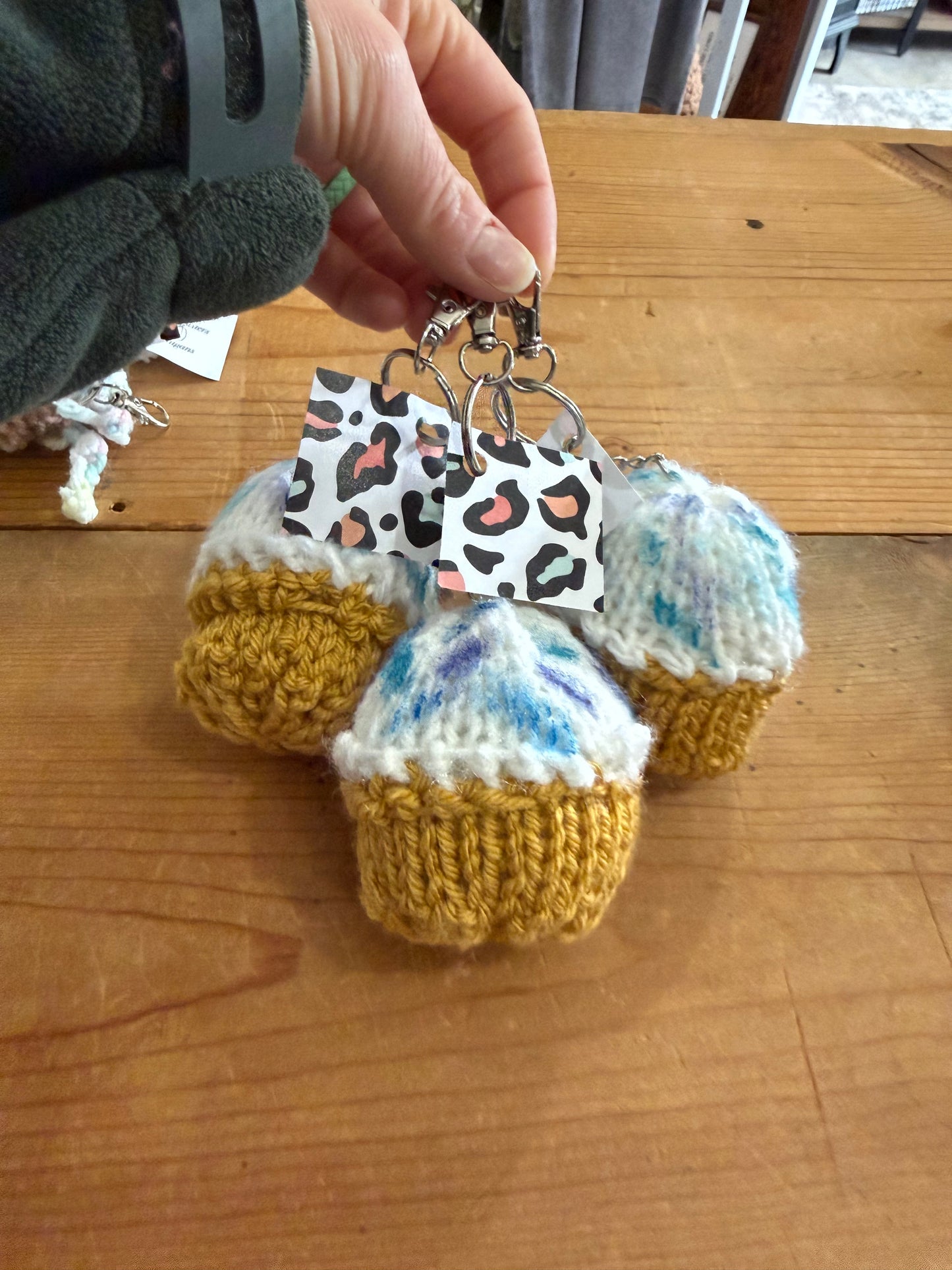Three Sisters Handmade Cupcake Crocheted Keychains