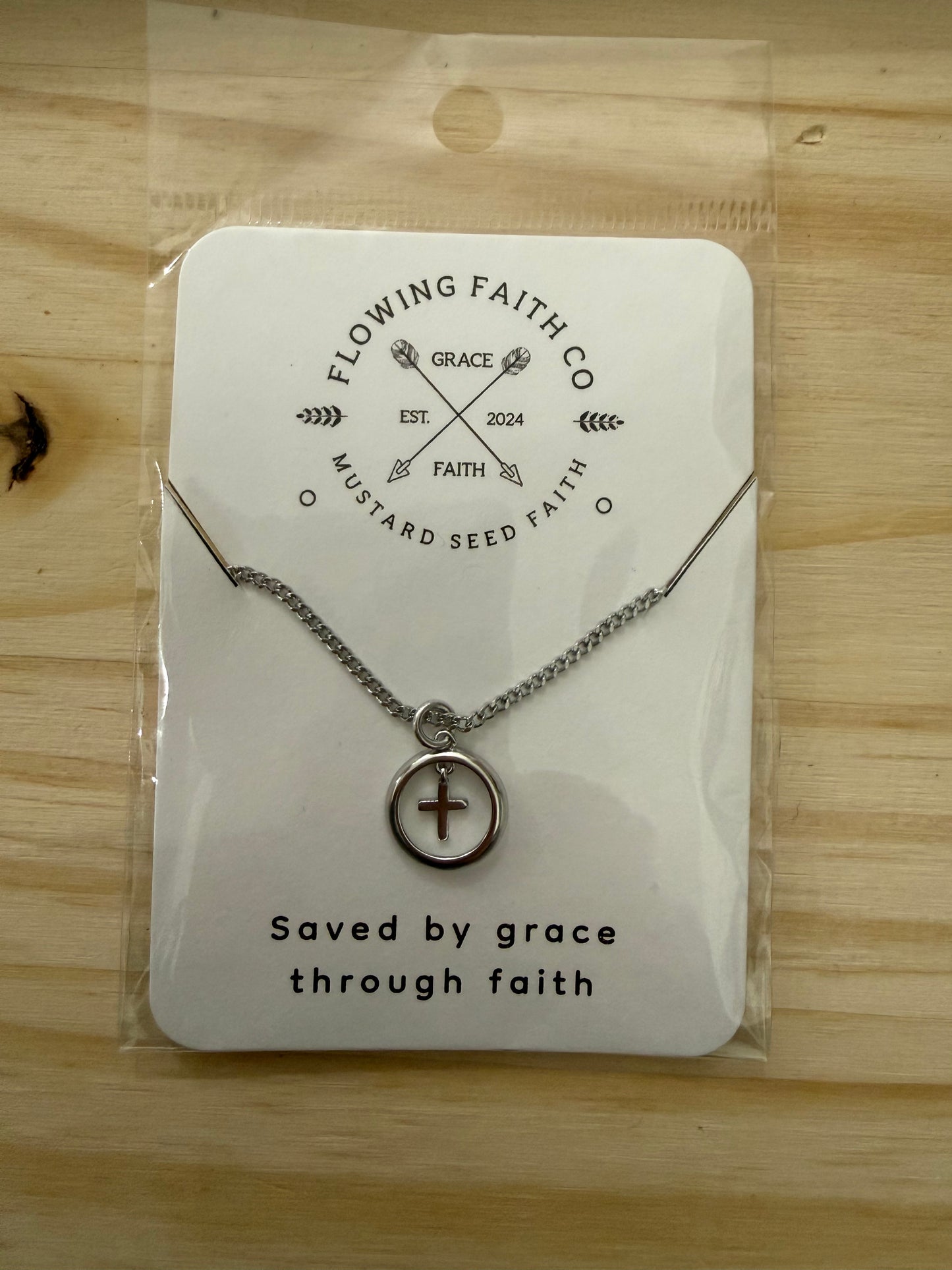 Cute Stainless Steel Circled Cross Necklace