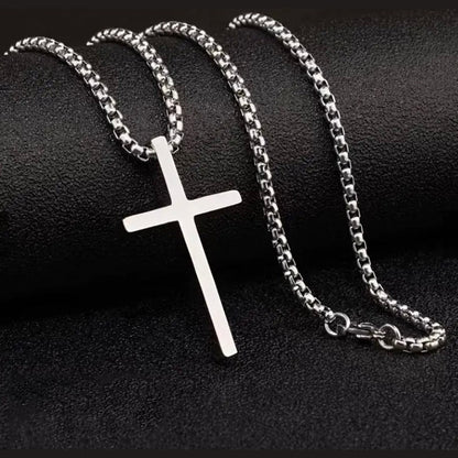 Men’s Titanium Steel Box Chain Cross Necklace