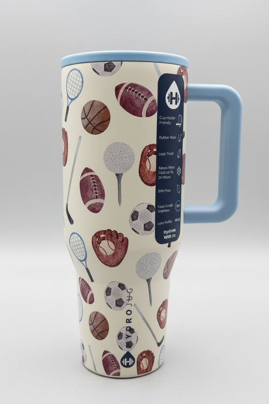 HydroJug 40oz Sports Theme Travel Tumbler
