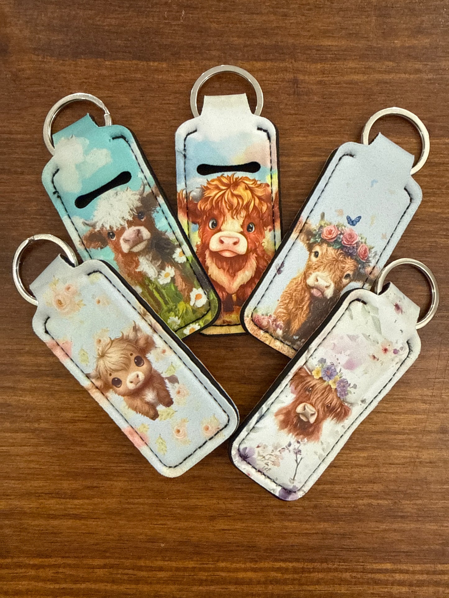 Adorable Highland Cow Chapstick Keychain Holder