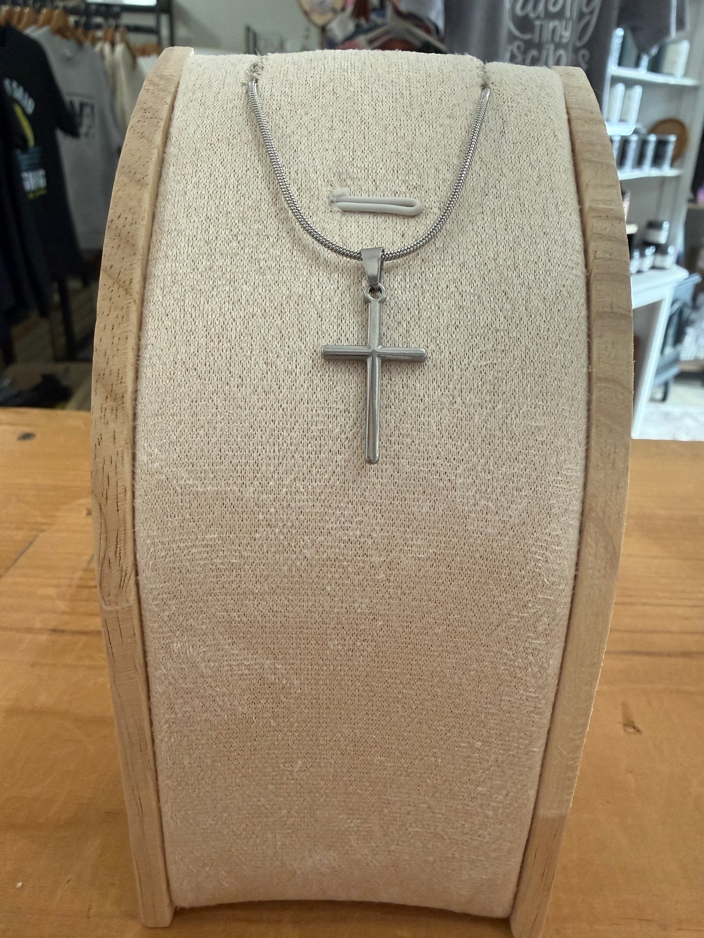 Elegant, Yet Simple Cross Pendant with Snake Chain Necklace