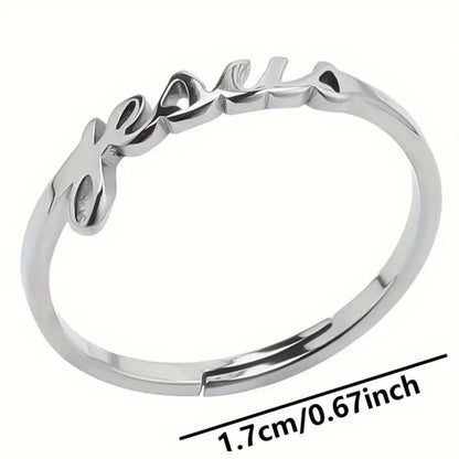 Cute Stainless Steel Adjustable Jesus Ring