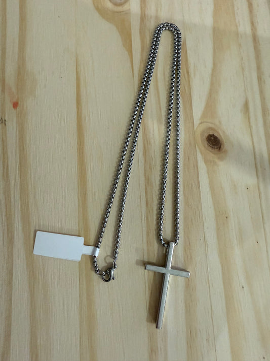 Men’s Stainless Steel Box Chain Cross Neck