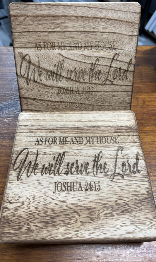 Custom Engraved Joshua 24:15 Wooden Risers