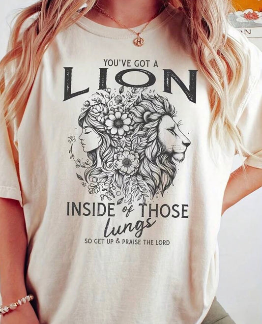 “You’ve Got a Lion” Apricot Cotton Tee