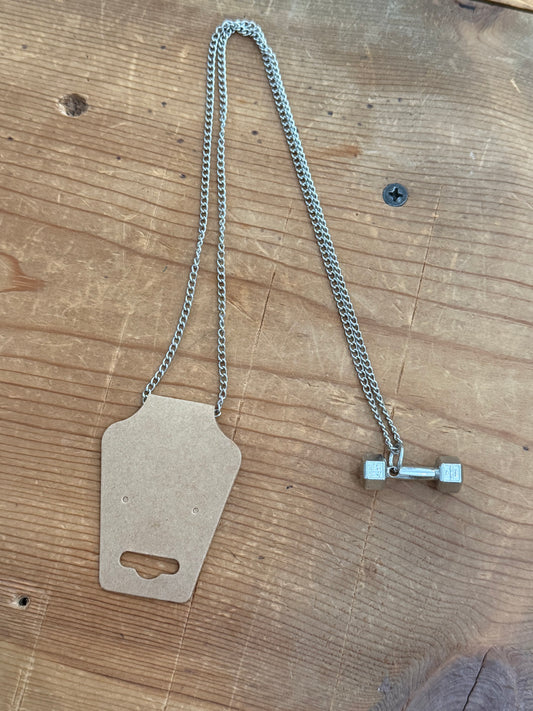 Men’s Phil 4:13 Stainless Steel Dumbbell Necklace