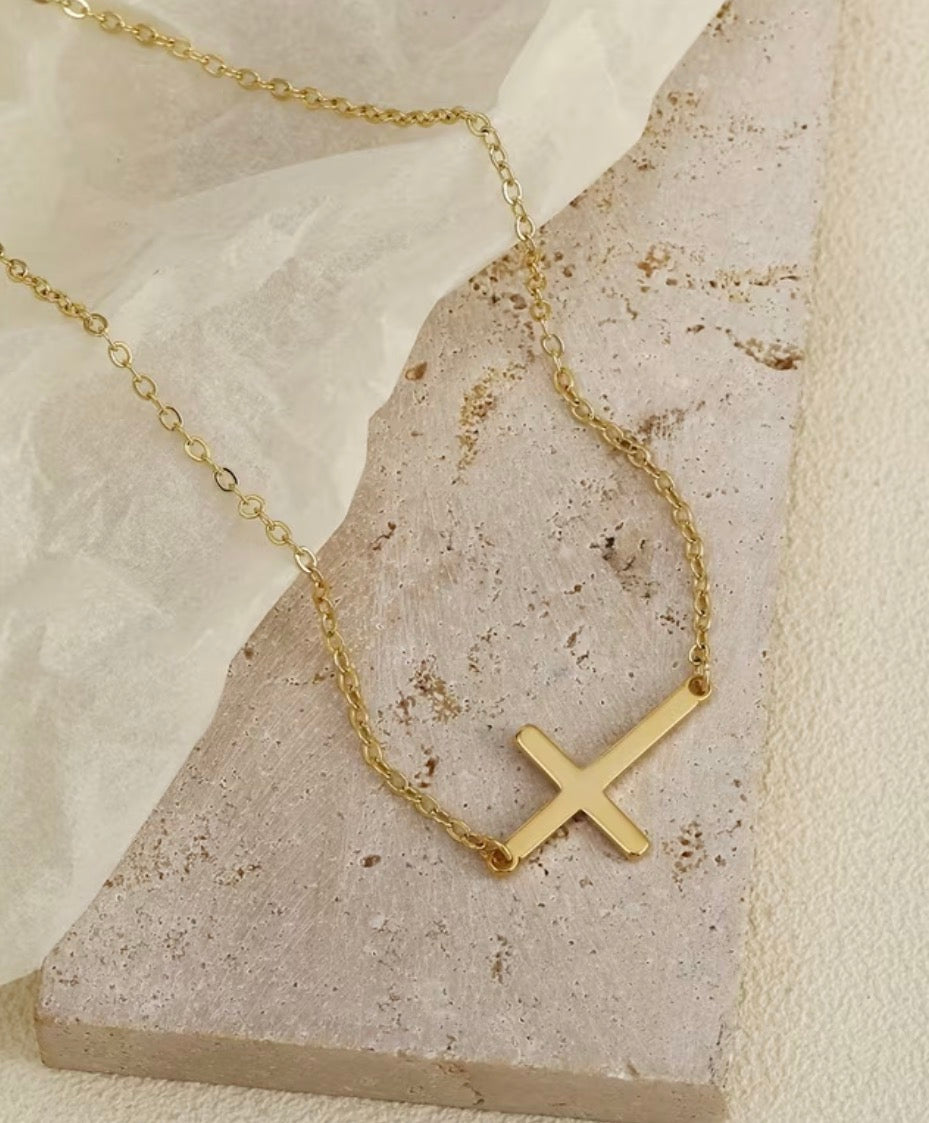 Cute Stainless Steel Collarbone Cross Necklace