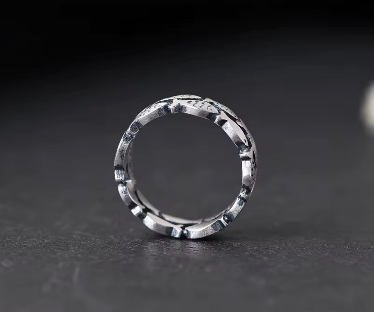 Sterling Silver Double Layer Fish Ring
