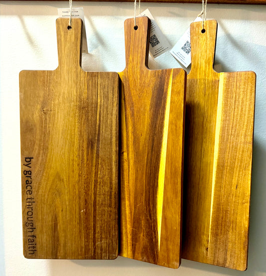 “By Grace Through Faith” Custom Engraved Acacia Wood Charcuterie Board
